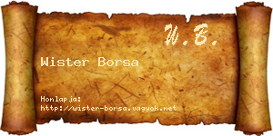 Wister Borsa névjegykártya